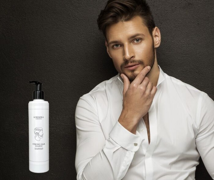 Šampūnas vyrams su kofeinu ir ženšenio ekstraktu „Strong hair“